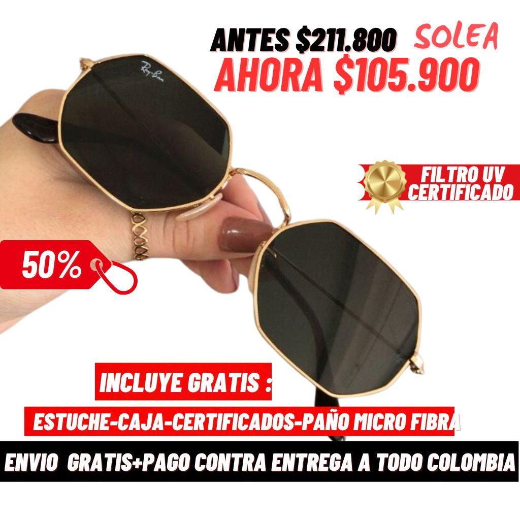 ✨🔥Lentes octagonales de lujo CAJA+ESTUCHE+PAÑO🎁‼️